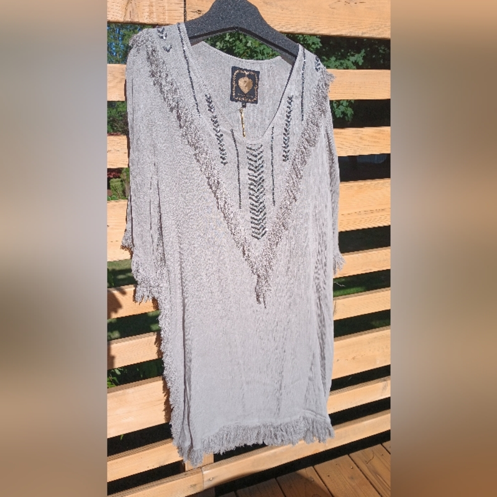Frilly, Beaded Bohemian Crepe Dress